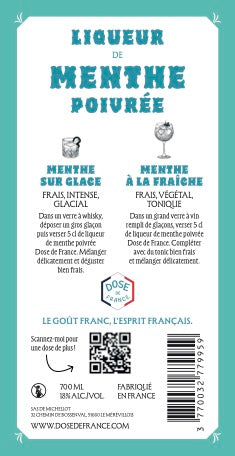 Liqueur de Menthe Poivrée Dose de France – 70 cl – 18 %
